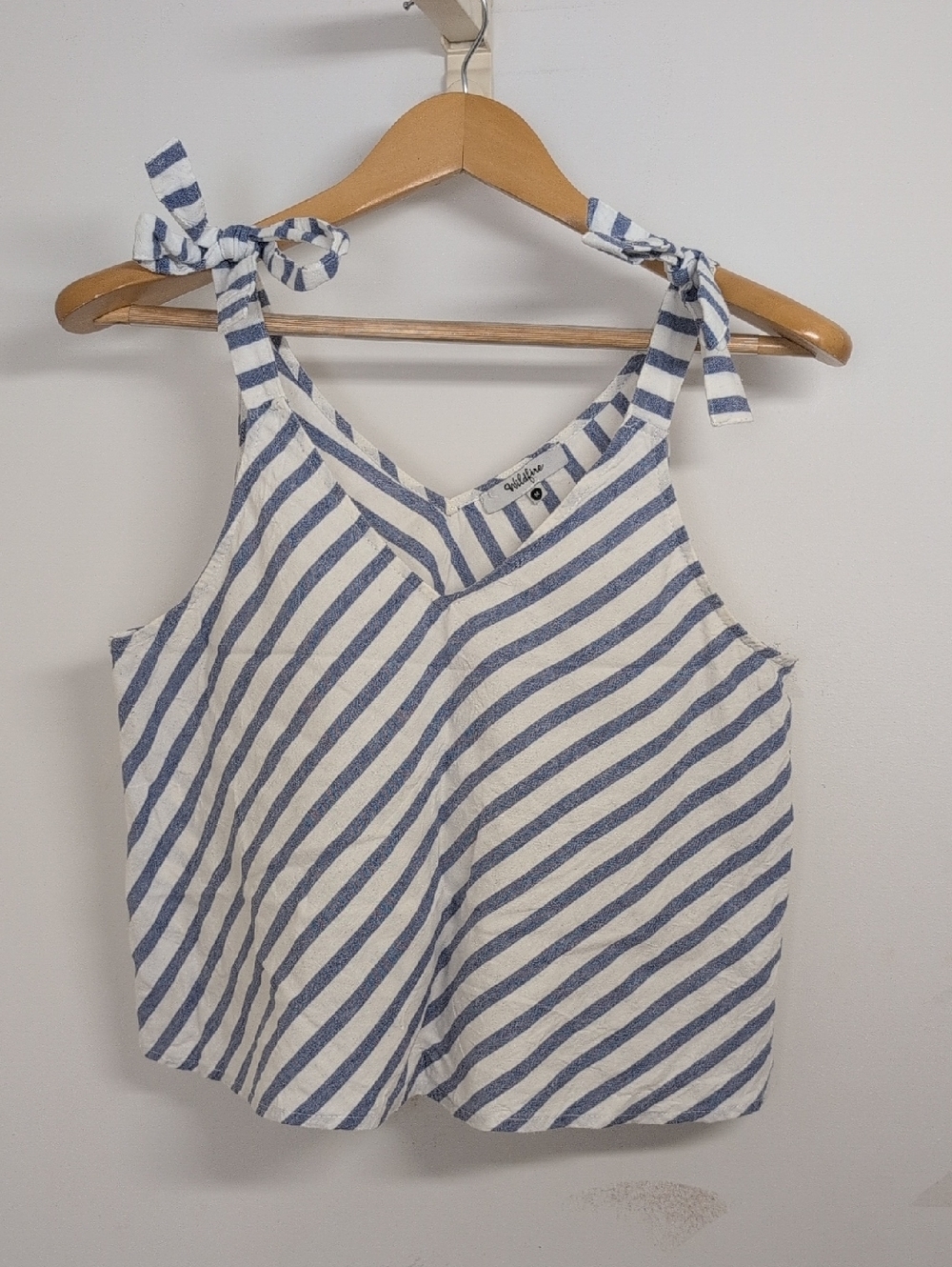 WILDFIRE BLUE & WHITE STRIPED TIE SHOULDER TANK TOP - Picture 2 of 5